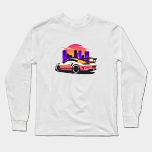 Orange GT3 RS in city skyline Long Sleeve T-Shirt